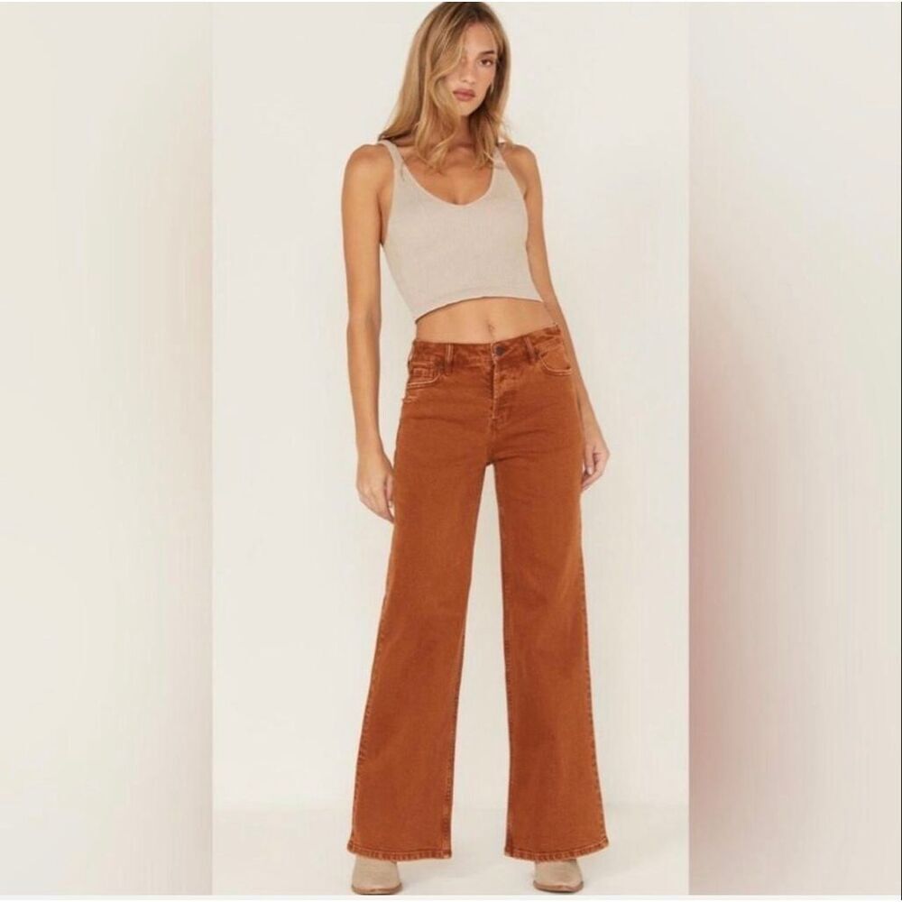 Cleo and Wolf Boot Barn Rust Color High Rise Loose Jeans Size 27